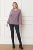 Dust Drop Shoulder Button Accent Bishop Sleeve Knit Top - 2ELOGES1259