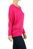 Long Sleeve Lightweight  Dolman Basic Tunic Top Fuchsia