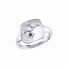 Virgo Maiden Blue Sapphire & Diamond Constellation Signet Ring in Sterling Silver - LMJCSR0006W-1