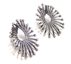 Simulated Pave Diamond Cuff Earrings 925 Sterling Silver, Black Gold