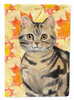 American Shorthair Brown Tabby Fall Leaves Flag Garden Size