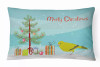 Bird Art Merry Christmas Canvas Fabric Decorative Pillow - CK4482PW1216