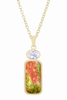 Unakite & CZ Rectangle Pendant Necklace - JLN207UNK