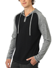 ZIMEGO Long Sleeve Raglan Henley Round Bottom Hood T-Shirts - ZFLS140H-BLK-DGRY-M