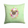 Floral Design with Dog Picture Fabric Decorative Pillow - CK4334PW1414