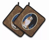 Starry Night Bearded Collie Pair of Pot Holders