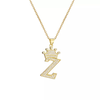 Stainless Steel A-Z Letters Necklace for Men and Women, Gold Overlay Hip Hop Crown Necklaces with Name Chain 22-24", Color Silver - BLINGCRWNCKLTRZ Stainless Steel A-Z Letters Necklace for Men and Women, Gold Overlay Hip Hop Crown Necklaces with Name Chain 22-24", Color Silver - BLINGCRWNCKLTRZ