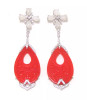 Red & White Jade Drop Dangle  Earrings