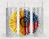 Patriotic Sunflower|Skinny Tumbler|Optional Bluetooth Speaker| Speaker Color Varies