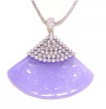 Purple Carved Fan jade Pendant, 925 Sterling Silver