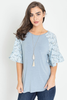 Ditsy Floral Raglan Ruffle Sleeve Tunic - F3-Eloges-998