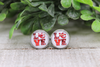 KC Chiefs Football LOVE || Glass Stud Earrings || Hypoallergenic