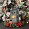 Star Cutout Lantern in Frosted Silver