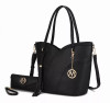 Imogene Two-tone Whip Stitches Vegan Leather Women's Shoulder bag with Wallet - MKF-X611BK