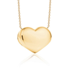 14K Yellow Gold Large or Medium Polished Shiny Puffy Heart on Strong Rolo Chain with Extension to Accommodate