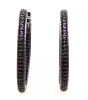 Simulated Black Diamond Oval Inside-Out Hoop Earrings, 925 Sterling Silver - S001178B001822P000301V002