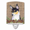 Faux Burlap with Pine Cones Dog Art Ceramic Night Light - S000213B001695P104579V000