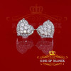 Men's Hip Hop Iced Flower Cluster white Sterling Silver Screw Back heart Stud Earrings