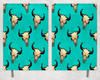 Turquoise Bull Skulls Printed 8 Inch  A-5 Journal