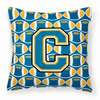 Monogram Letter Football Fabric Decorative Pillow - CJ1077-CPW1414
