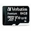 Verbatim Premium microSDXC Memory Card, 44084, With Adapter, 64GB, UHS-1, Class 10, TAA