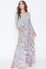 3/4 Sleeve Contrast Floral Maxi Dress - 1Eloges19