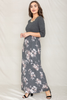 3/4 Sleeve Contrast Floral Maxi Dress - 2ELOGES103