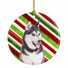 Holiday Dog on Ceramic Ornament