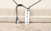 Vertical Bar Inspirational Necklace Made With Austrian Crystals By Pink Box - Silver - UBVERTILOVEYOUSISSLV