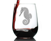 Seahorse Stemless Wine Glass - Ocean Beach Gifts and Decor