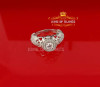 10K White Gold Finish Ladies Silver Ring with Lab Created Diamonds