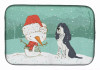 Dog and Snowman Christmas Dish Drying Mat - S000213B001695P115994V006
