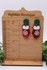 Red Glitter Snowflake Mittens || Dangle Earrings