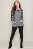 Checkered Raglan Sleeve Tunic with Kangaroo Pocket - S002066B002500P000746V010