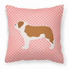 Checkerboard Print With Dog Fabric Decorative Pillow - BB3676PW1818