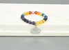 Women's Natural Gemstone Football Chakra Stretch Bracelet By Pink Box - PinkBox5-00594 Women's Natural Gemstone Football Chakra Stretch Bracelet By Pink Box - PinkBox5-00594