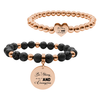 Pink Box 2 Piece Stackable Inspirational Bead Bracelets - SS6MMHRT.22MMLAVA-SVG.BESTRONGANDCOURAGEOUS-RGD