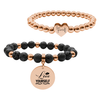 Pink Box 2 Piece Stackable Inspirational Bead Bracelets - SS6MMHRT.22MMLAVA-SVG.LOVEYOURSELF-RGD