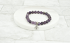 Women's Natural Amethyst With Tiny Heart Intial Charm Bracelet By Pink Box - THRTAMETHYSTVLG