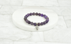 Women's Natural Amethyst With Tiny Heart Intial Charm Bracelet By Pink Box - THRTAMETHYSTXMD