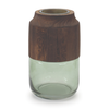 Sage Glass Vase with Wood Accent