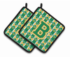 Monogram Football Pair of Pot Holders - CJ1069-BPTHD