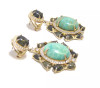 Turquoise, serpentine Gemstone Scatter Drop Earrings in Sterling Silver with 14K Gold Plate