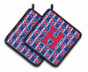 Monogram Football Pair of Pot Holders - CJ1076-HPTHD