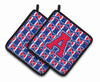 Monogram Football Pair of Pot Holders - CJ1076-APTHD