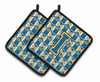 Monogram Football Pair of Pot Holders - CJ1077-IPTHD