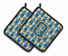 Monogram Football Pair of Pot Holders - CJ1077-QPTHD
