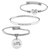 Pink Box 3 Piece Womens Inspirational Bracelet Set - PBC.RNBG.OHC-NEVERGIVEUP-SLV