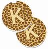 Letter Monogram Cup Holder Car Coasters (Set of 2) - CJ1025-KCARC