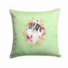 Floral Design with Dog Picture Fabric Decorative Pillow - CK4399PW1414
